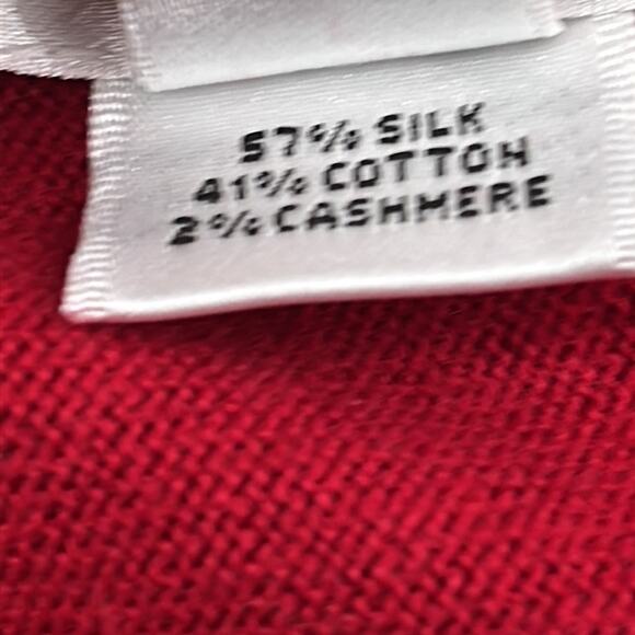 Talbots S Silk, Cotton, Cashmere Red Long Sleeve Open Long Line Cardigan Sweater - Picture 4 of 11